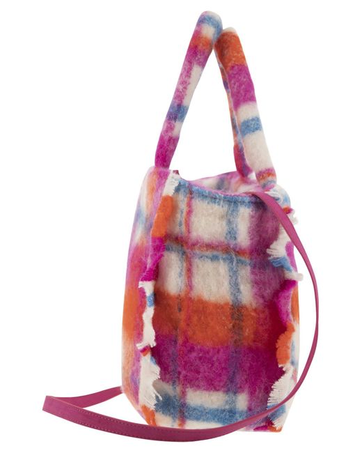 Mc2 Saint Barth Multicolor Wooly Colette Handtasche mit Rand- und Tartan -Muster