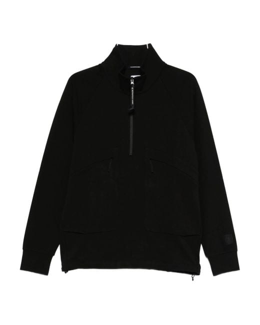 C P Company Black Sweatshirts Polo Collar for men