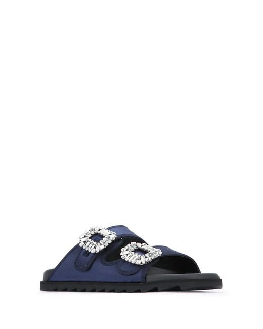 Roger Vivier Blue Slidy Viv Strass Bordo Gros Mule