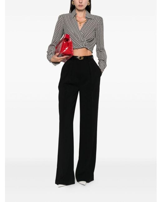Pantalon Ample À Design Plissé Elisabetta Franchi en coloris Black