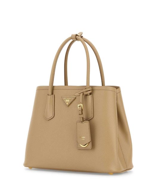 Prada Natural Sand Leather Small Double Handbag