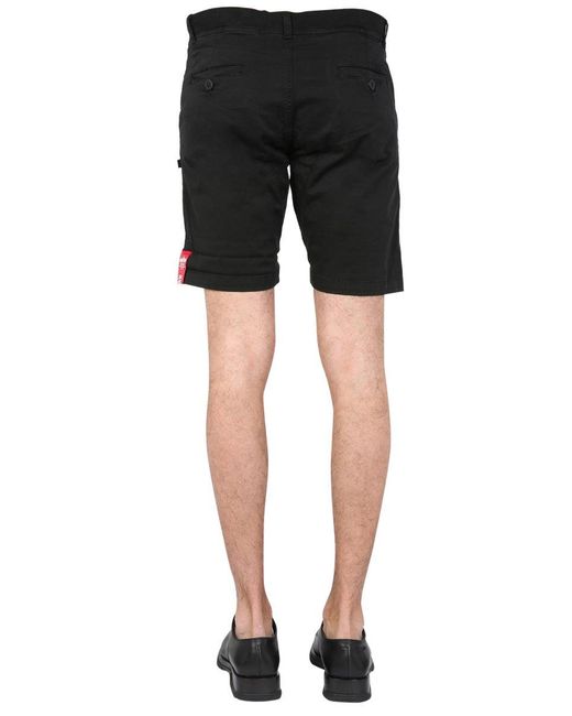 Alpha Industries Black Bermuda With Logo for men