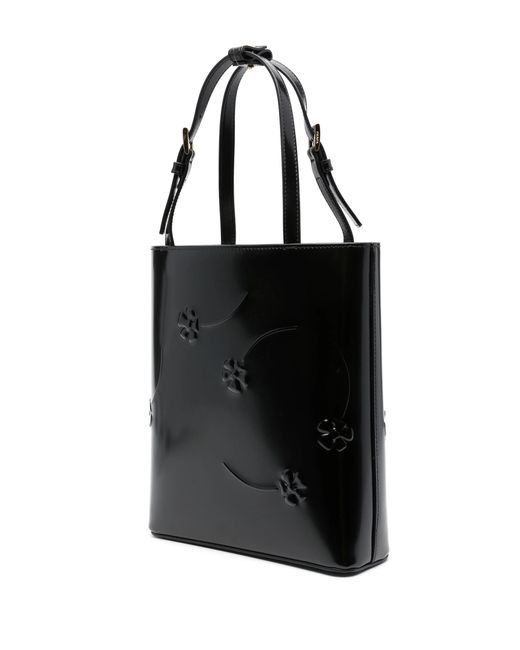 Prada Black Floral-Embossed Leather Tote Bag