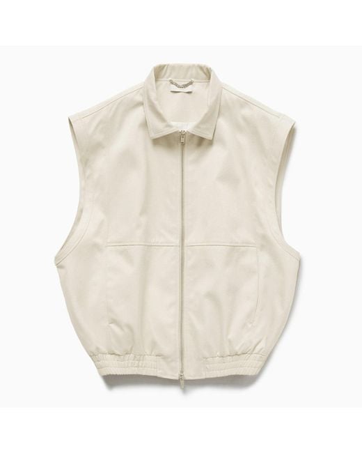 1989 STUDIO Natural Light Cream Gabardine Zip Up Vest
