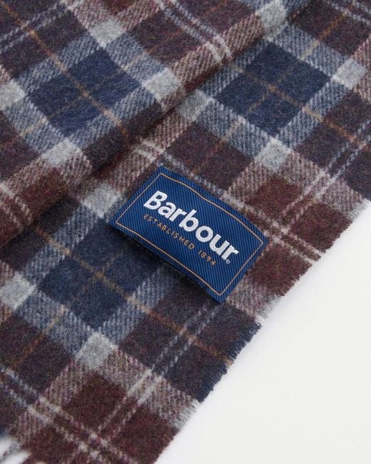 Barbour Blue Tartan Lambswool Scarf