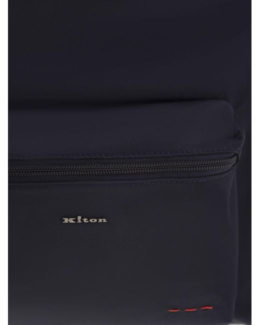 Kiton Blue Technical Fabric Backpack With Logo for men