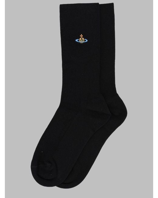 Vivienne Westwood Black Calzini "Ribbed Crew" Con Orb
