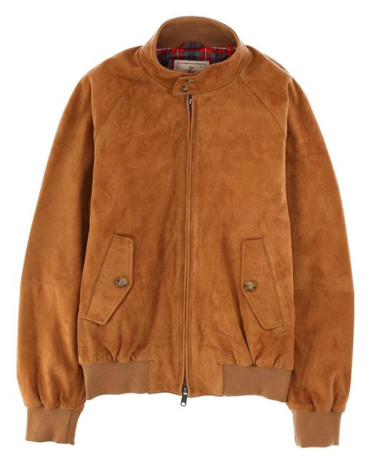 Baracuta Brown Leather G9 Jacket With High Collar