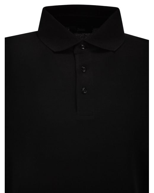 Herno Black Cotton Jersey Polo Shirt for men