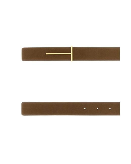 Tom Ford White Natural Nubuck Reversible Slim T Belt 28 Mm