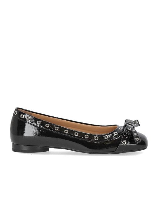 Ganni Black Patent Ballet Flat Shoe With Bows for men