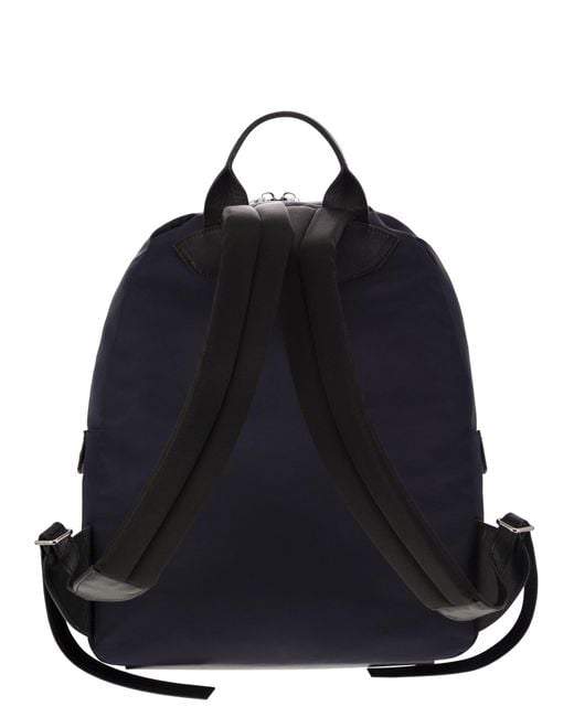 Kiton Blue Backpack With Logo for men