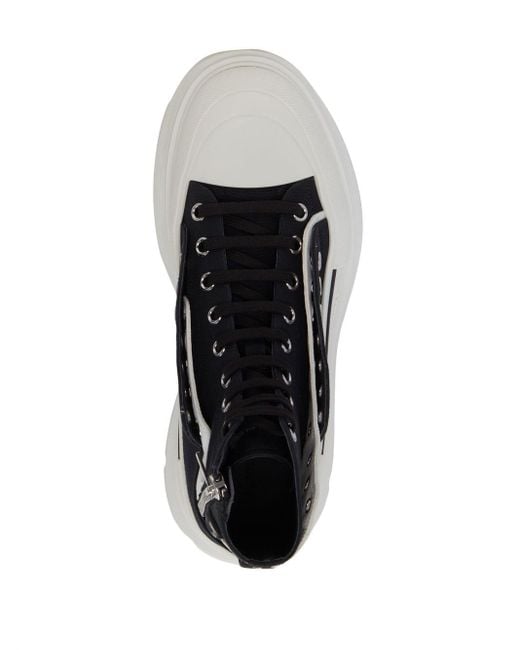 McQueen Black Tread Slick Ankle Boots for men