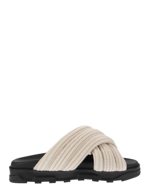Sandale avec bandes de laine mérinos Fabiana Filippi en coloris White