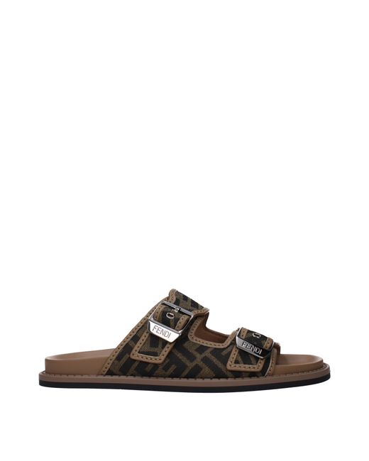 Fendi Slippers En Hoeven Mannen Stof Bruin/zwart in het Brown