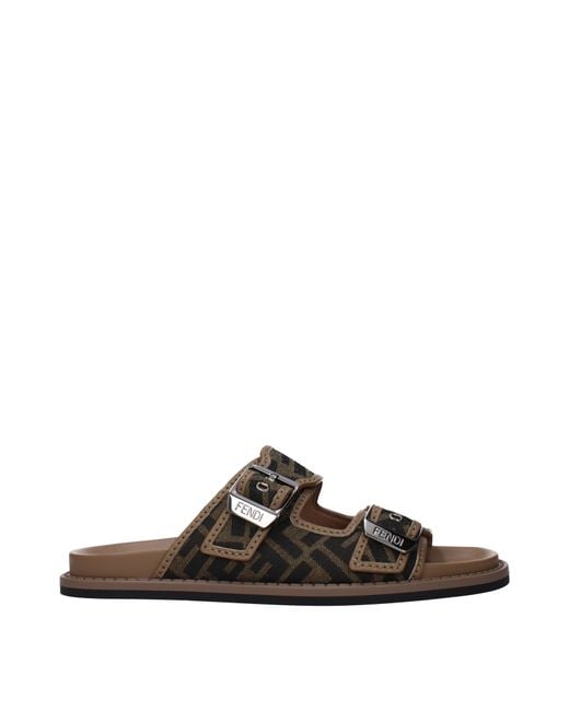 Fendi Brown Slippers And Hooves Fabric