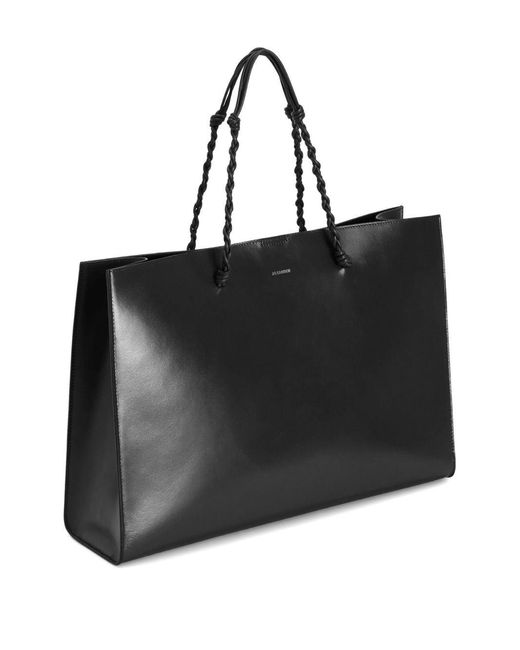 Jil Sander Black Tangle Leather Shopping Bag