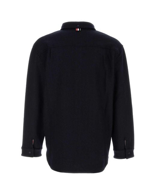 Thom Browne Blue Oversized Herringbone Shirt for men