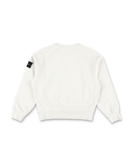 Stone Island White Oversized-Fit Raglan Crewneck Sweatshirt