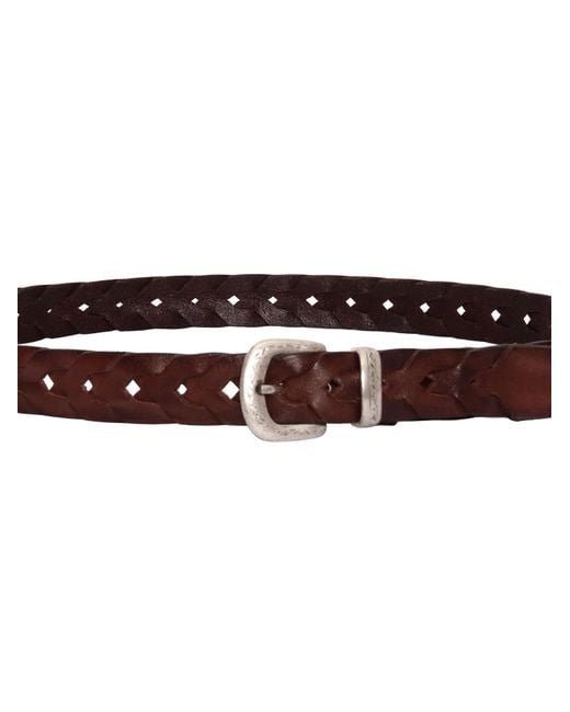 Alberto Luti Brown Braided Leather Buckle Belt