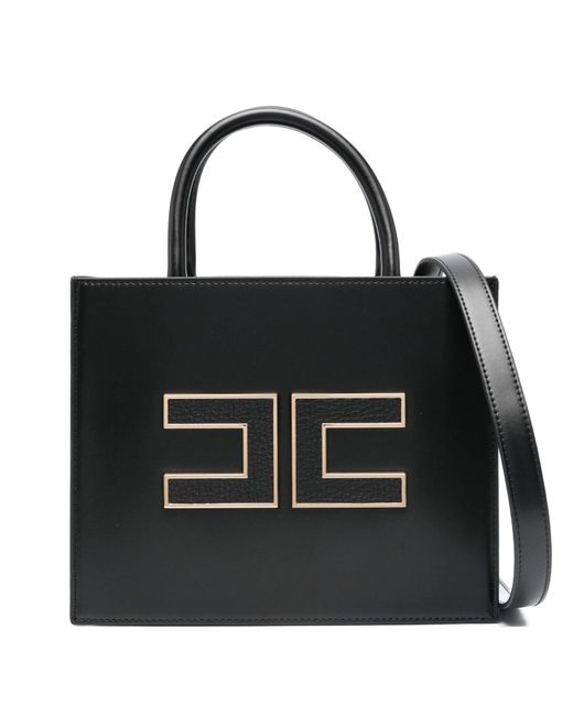 Elisabetta Franchi Black Kleine Handtasche mit Logo-Schild