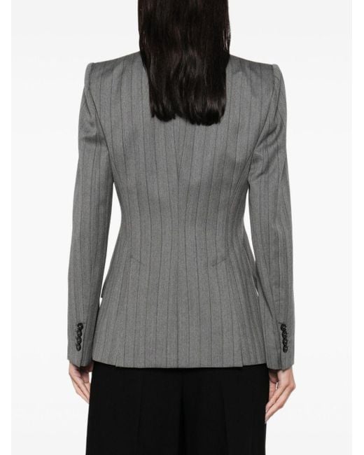 Alexander McQueen Gray Tailored Blazer With Notched Lapel