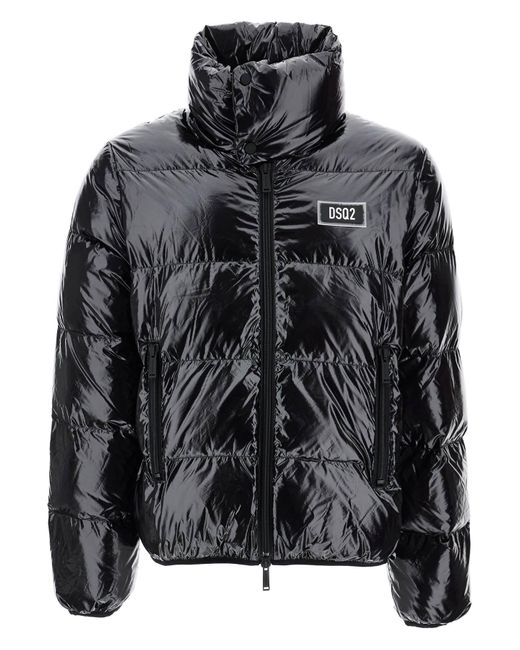 DSquared² Leichtes schwarz gepolstertes Nylonjacke mit hohem Kragen in Black für Herren