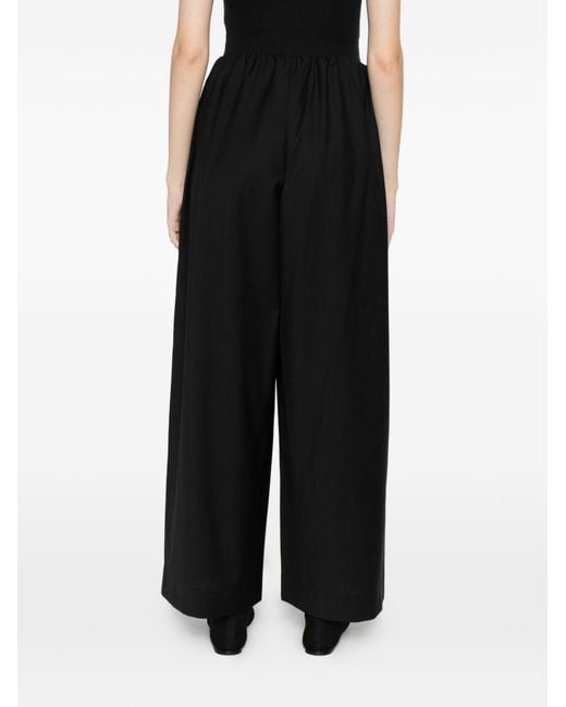Totême Black Wool Drawstring Trousers