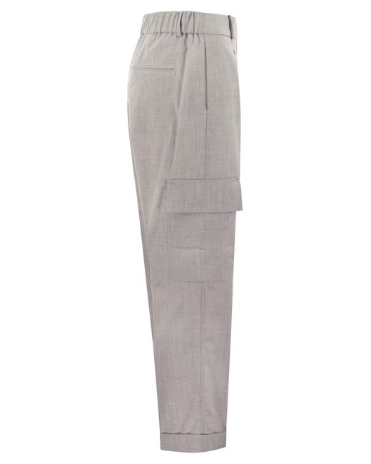 Pantaloni cargo di in tela viscosa tecnica di Peserico in Gray
