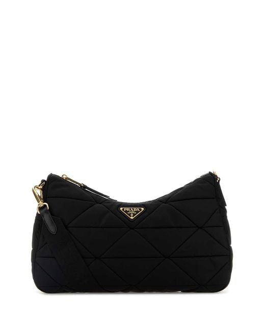 Prada Black Fabric Large Aimee Shoulder Bag