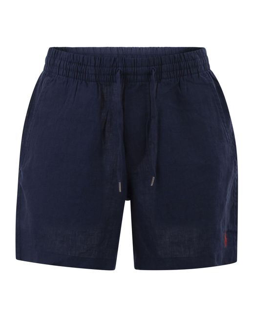 Polo Ralph Lauren Blue Linen Drawstring Shorts