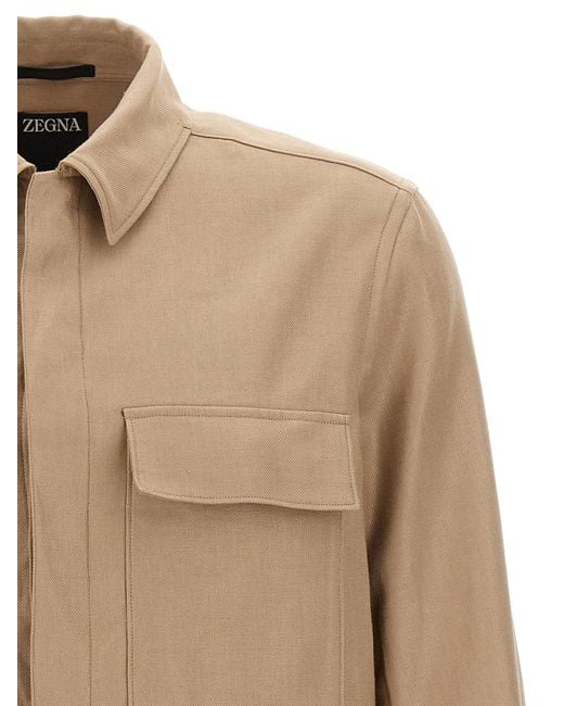 Zegna Oasi Lino Overshirt in Natural für Herren