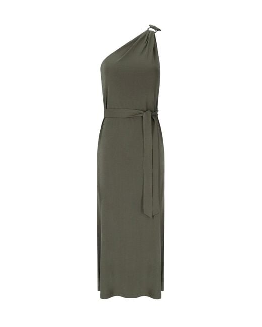 Max Mara Women's Green Verbena Khaki One-Shoulder Dress Max Mara Women's Green Verbena Khaki One-Shoulder Dress