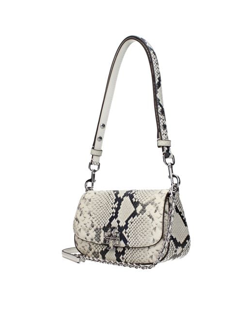 Tory Burch Metallic Borse A Spalla Britten Donna Pelle Bianco/Nero