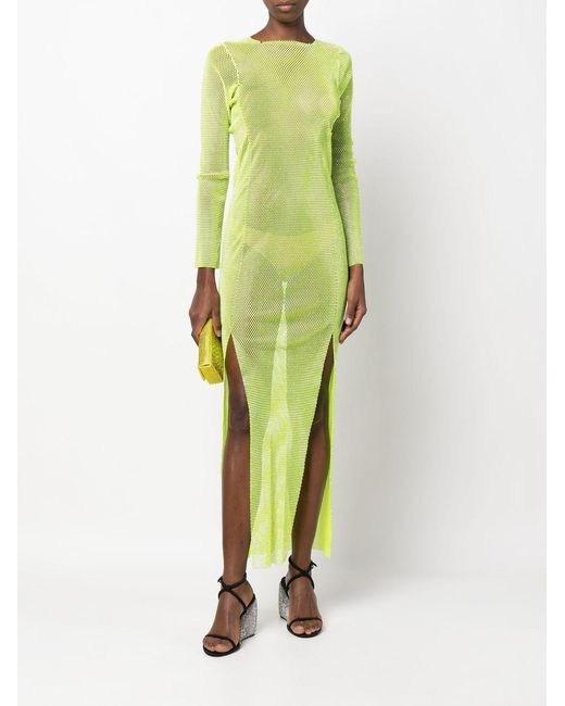 Santa Brands Green Diamonds Rhinestone-Embellished Mesh Maxi Dress