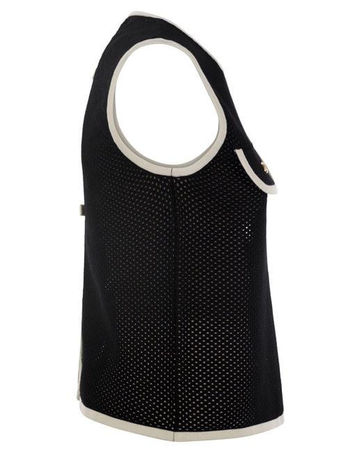 Elisabetta Franchi Black Crew-Neck Mesh Top