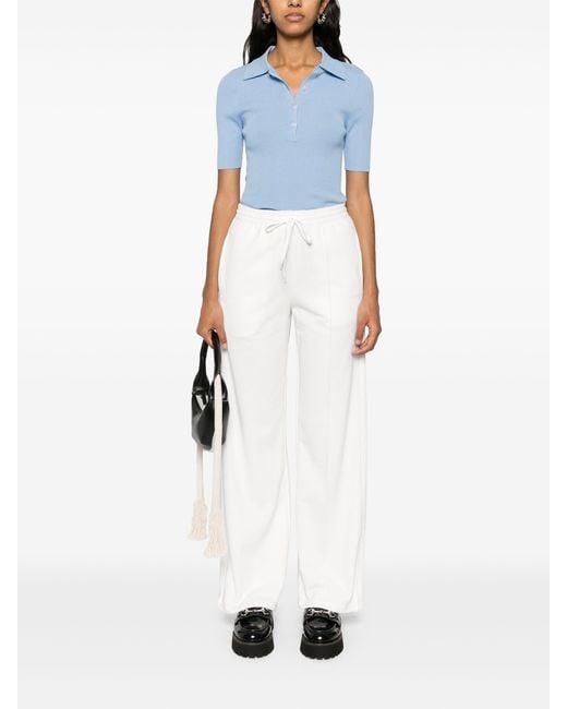 P.A.R.O.S.H. White Logo-Embroidered Straight Trousers