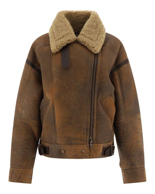 Acne Leren Jack in het Brown