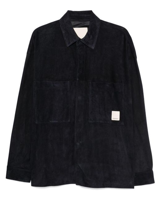 Emporio Armani Mitternachtsblaues Druckknopfhemd in Black für Herren