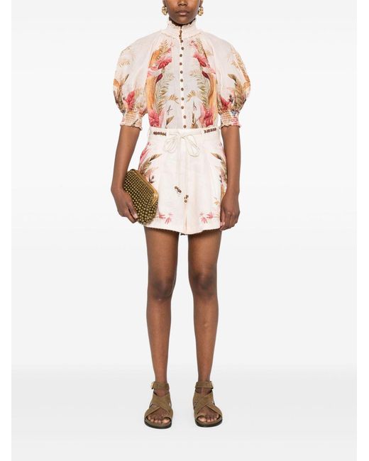 Zimmermann Ascension Drukte Blouse in het Pink
