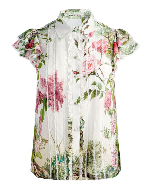 Alice + Olivia White Minda Blouse