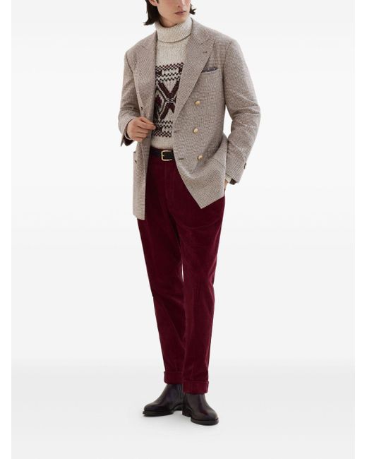 Brunello Cucinelli Rollkragenpullover Aus Jacquard in Gray für Herren