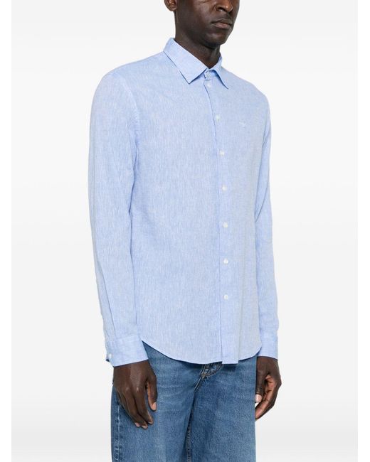 Emporio Armani Blue Linen Blend Shirt for men
