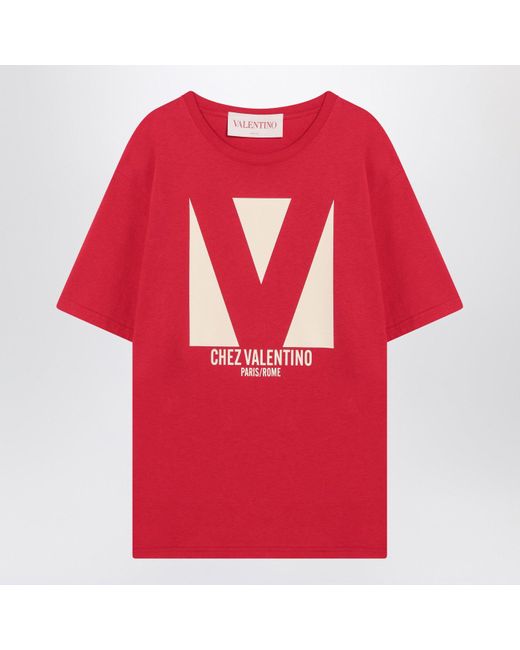 Valentino Red T Shirt With Chez Print