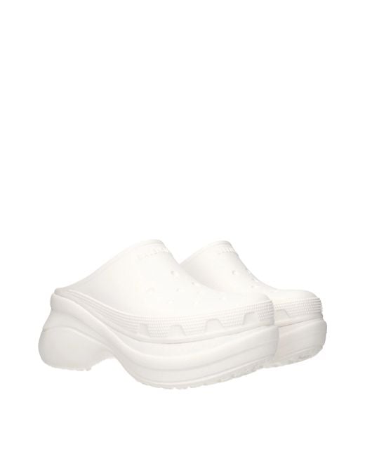 Balenciaga White Crocs Slides And Clogs Rubber