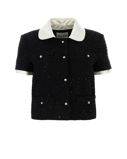 Miu Miu Black Bouclã Cardigan