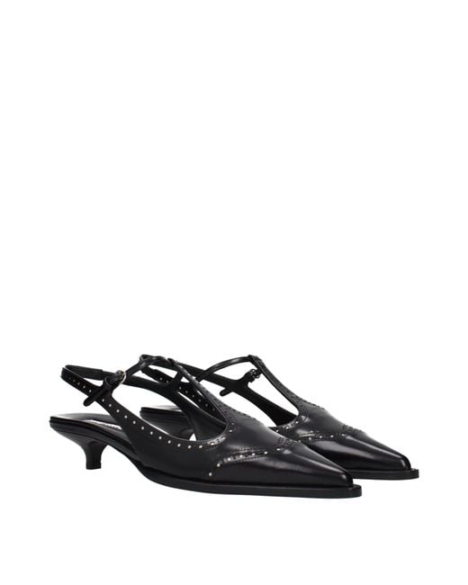 Miu Miu Black Leather Sandals