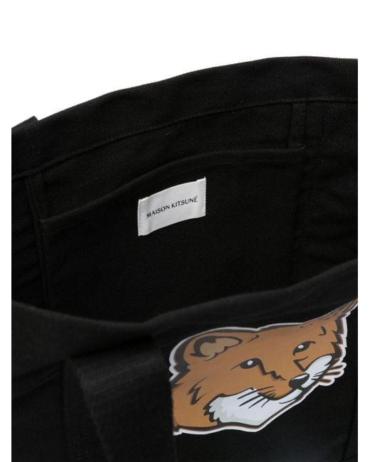 Maison Kitsuné Black Tote Bag With Print