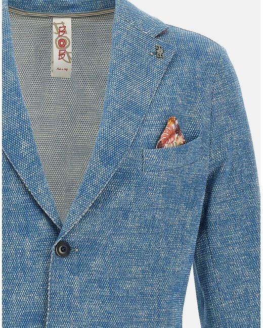 Bob Easy Cotton Blend Blazer in het Blue voor heren