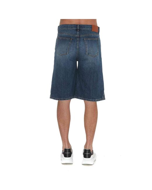 Alexander McQueen Blue Denim Shorts for men